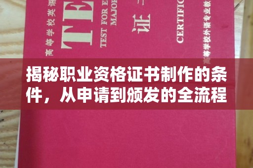 沈河揭秘职业资格证书制作的条件，从申请到颁发的全流程解析